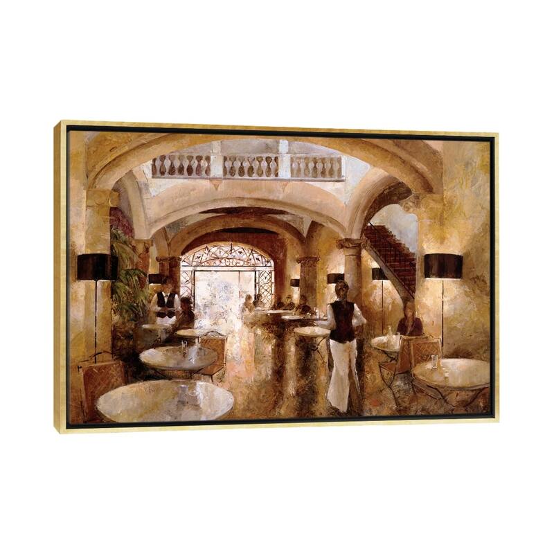 iCanvas "Patio Cappuccino" by Noemi Martin Framed - Gold - 18x26