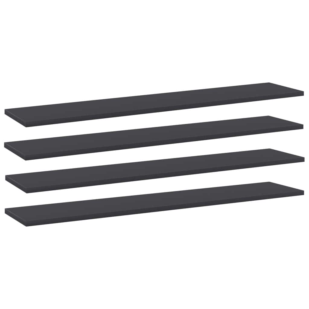 vidaXL Bookshelf Boards 4 pcs Gray 39.4"x7.9"x0.6" Chipboard