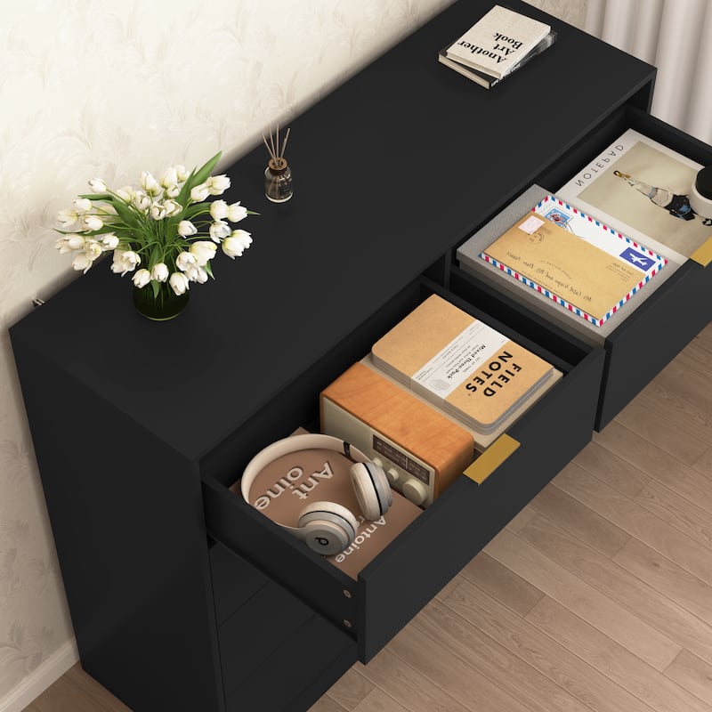 Double Dresser Dressing Table for Bedroom, 8 Drawers Cabinet Tall Chest of Drawer Closet Storage Organizer