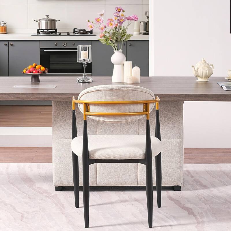 Modern Upholstered Dining Chair with Gold-Accented Armrests - 22"W x 21"D x 30"H, Ergonomic Design for Dining Room,2PCS/CTN