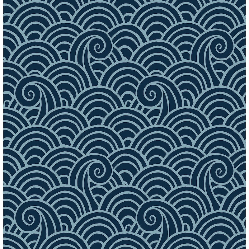 A-Street Prints Alorah Navy Wave Wallpaper