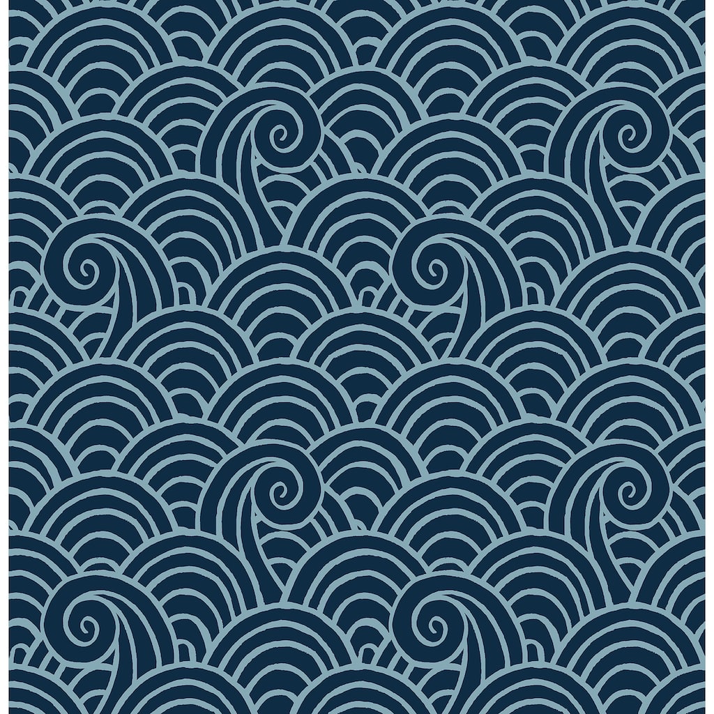 A-Street Prints Alorah Navy Wave Wallpaper