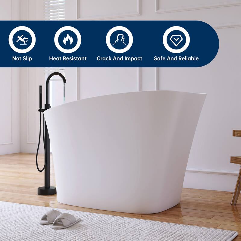 MEDUNJESS 51'' Freestanding Bathtub Solid Surface Soaking Tub