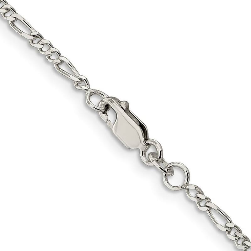 Curata 925 Sterling Silver Rhodium 2.25mm Figaro Chain Necklace (Lobster)