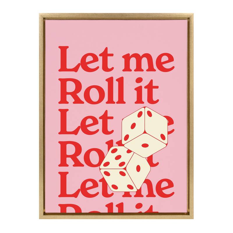 Kate and Laurel Sylvie Let Me Roll It Pink Red Framed Canvas by Alli Standefer