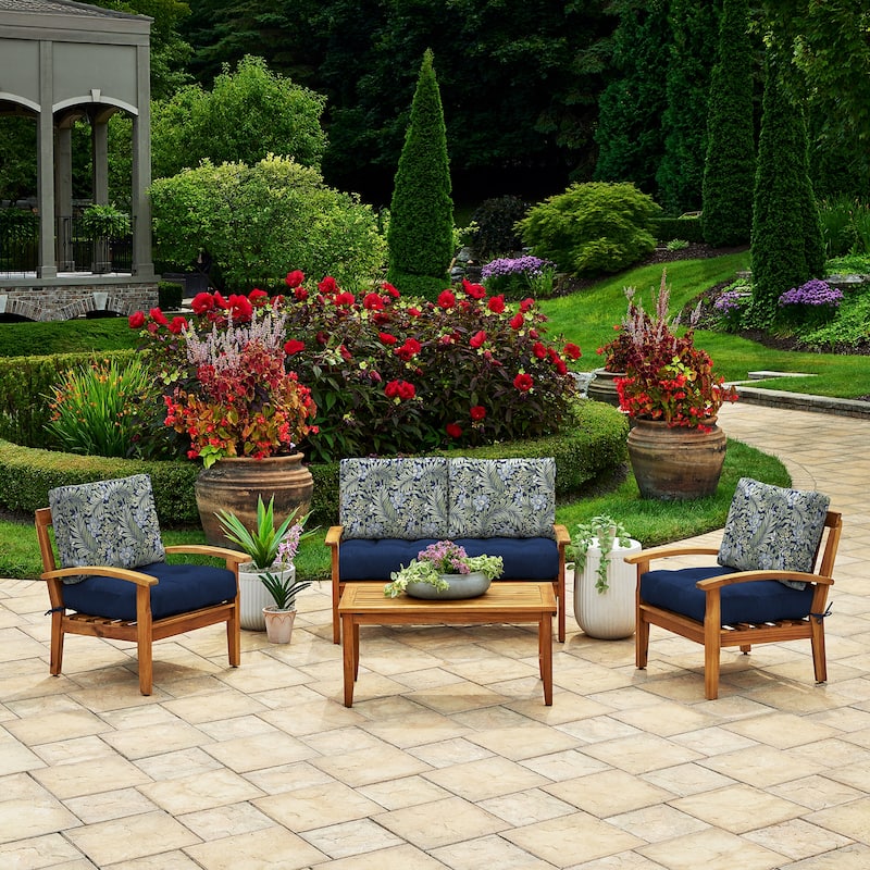ARDEN Outdoor Plush Modern Tufted Blowfill Deep Seat Set, 24 x 24