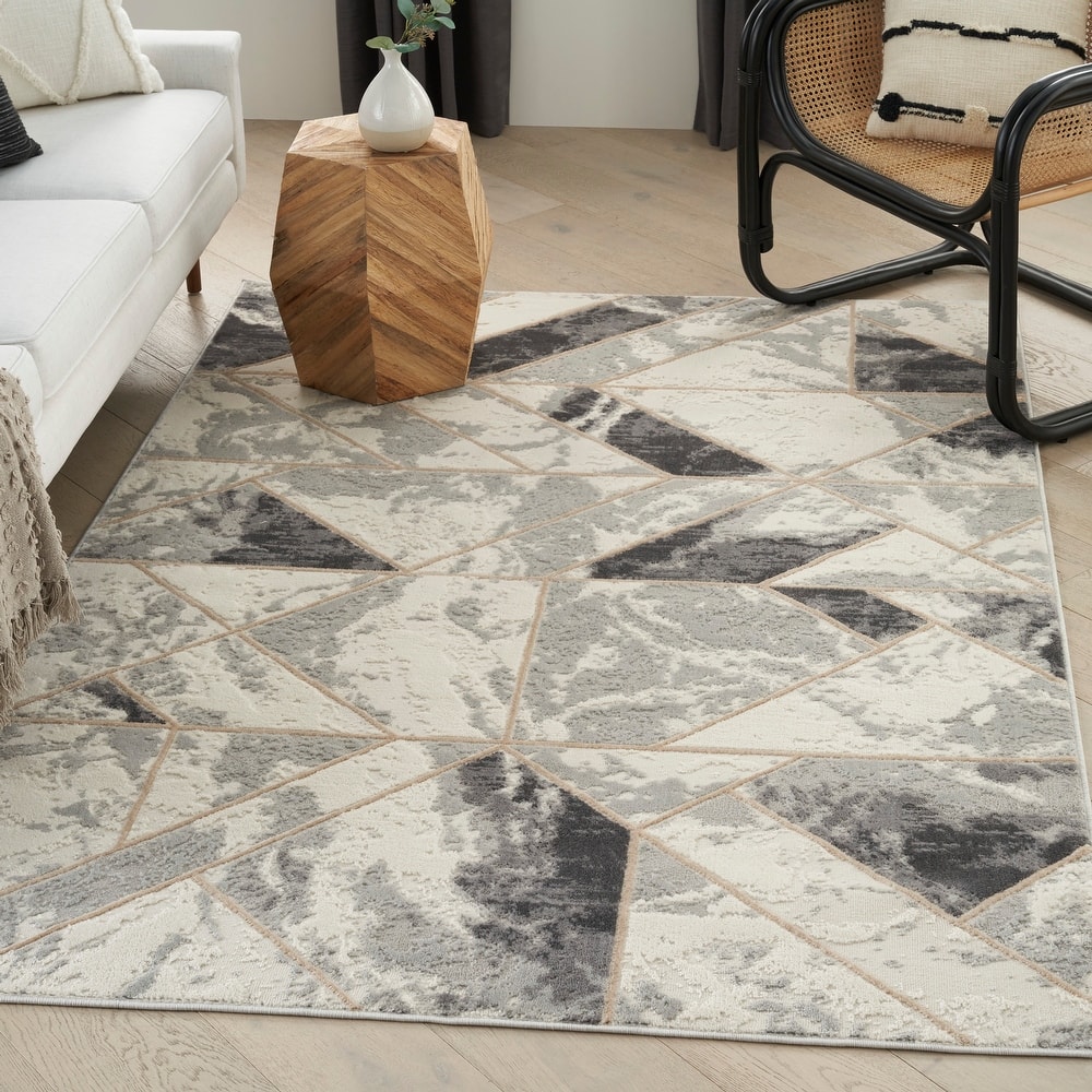 Nourison Elation Contemporary Abstract Marble Glam Area Rug