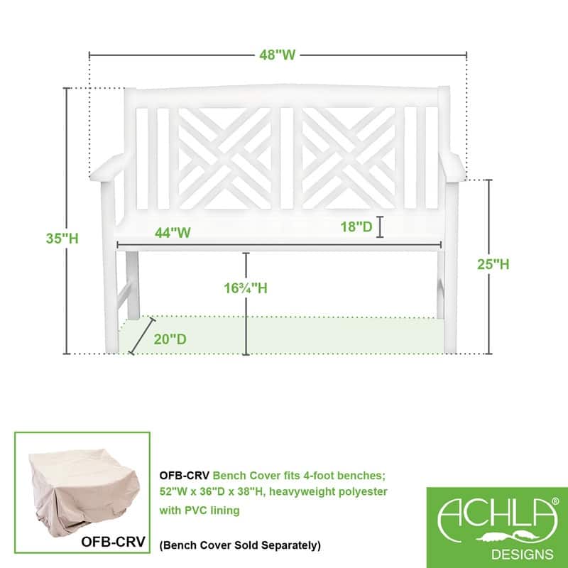 4FT Wooden Indoor/Outdoor Fretwork Bench, Home Patio Garden Deck Seating