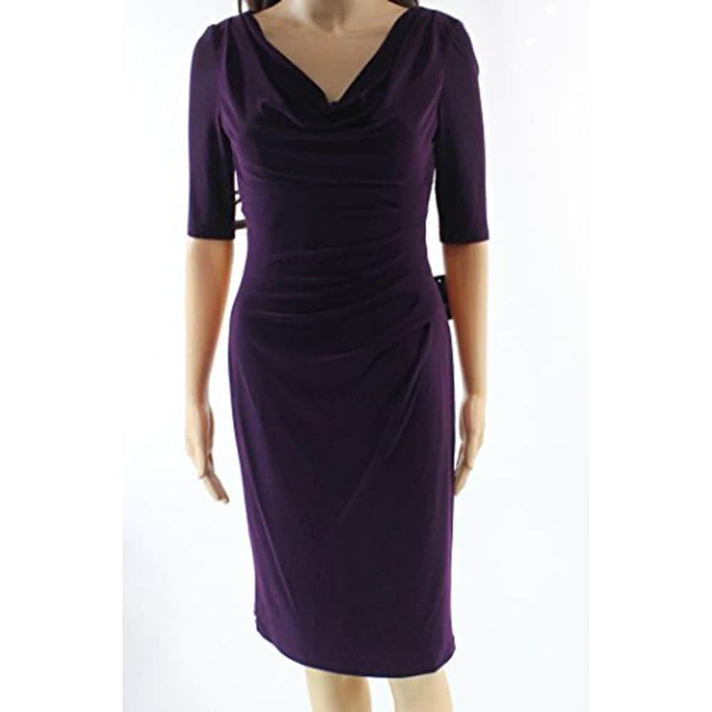 purple cowl neck dress