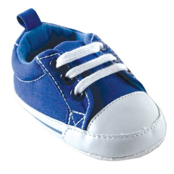 slide 1 of 1, Luvable Friends Baby Boy Crib Shoes, Blue Canvas 0-6 Months - Blue Canvas