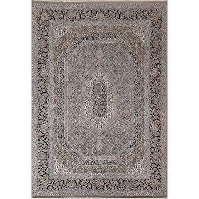 Gray Geometric Kashan Turkish Area Rug Traditional Machine Made Carpet - 8'2" x 11'8"