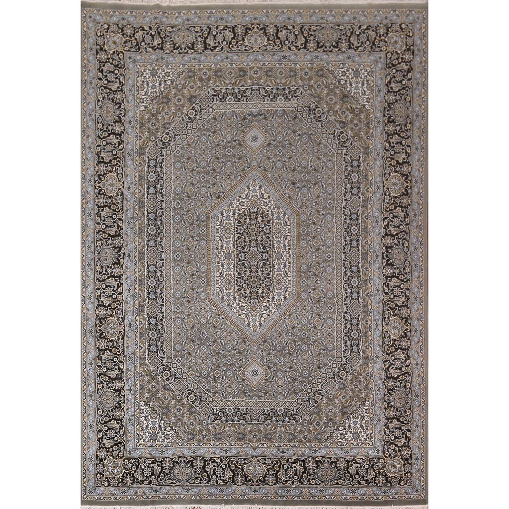 Gray Geometric Kashan Turkish Area Rug Traditional Machine Made Carpet - 8'2" x 11'8"