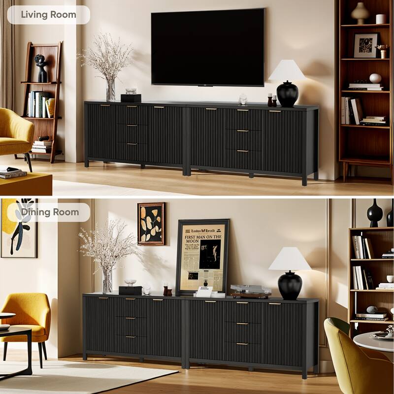 47" Modern Credenza with Adjustable Shelves Storage Cabinet