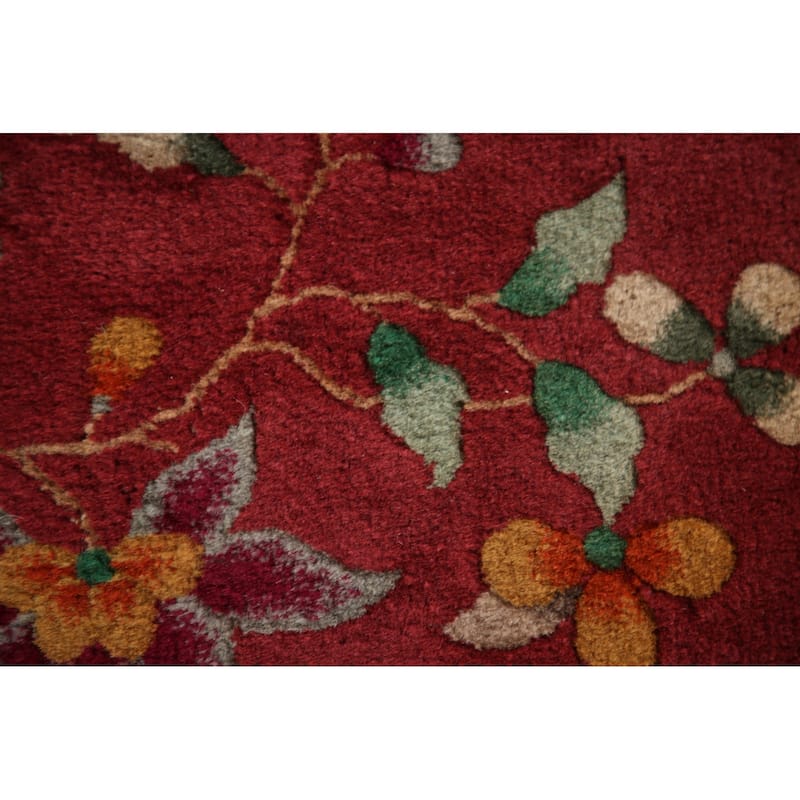 Vegetable Dye Art Deco Chinese Area Rug Handmade Wool Carpet - 2'0"x 3'11"