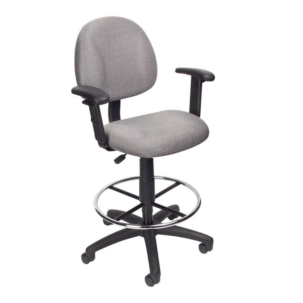 Jea Drafting Stool Chair, Adjustable, Gray Tweed, Round Footring