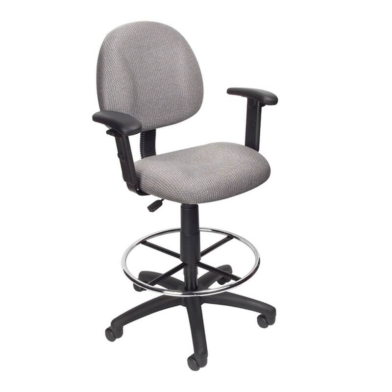Jea Drafting Stool Chair, Adjustable, Gray Tweed, Round Footring
