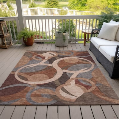 Machine Washable Indoor/Outdoor Contemoorary Deco Chantille Rug