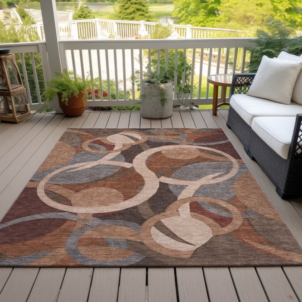 Machine Washable Indoor/Outdoor Contemoorary Deco Chantille Rug