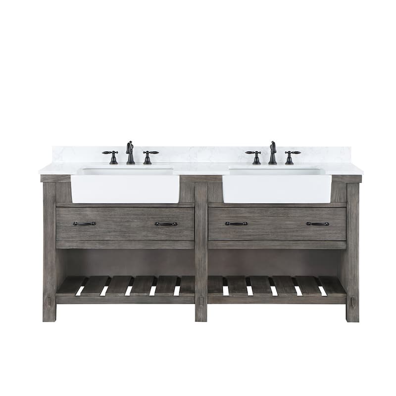 Miseno MV-NM-701672 Villareal 72" Free Standing Double Basin Vanity - Classical Grey / White - Steel Finish