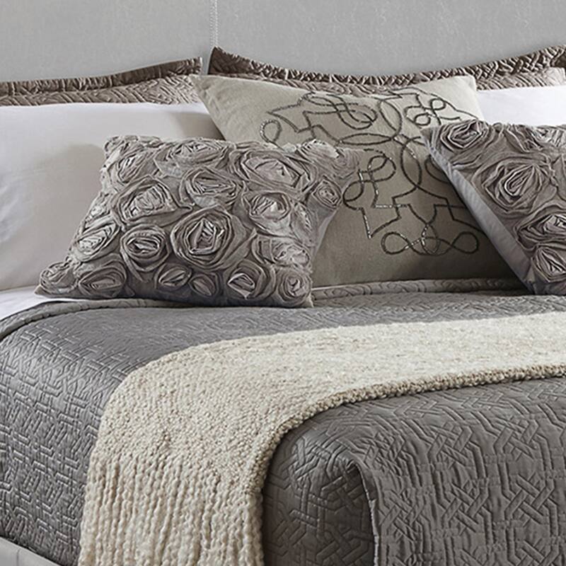 Leather Upholstered Queen Size Platform Bed, Gray