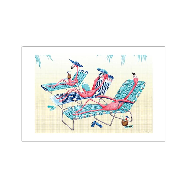 Flamingos Beach Fine Art Paper Print by Amélie Legault - Multi