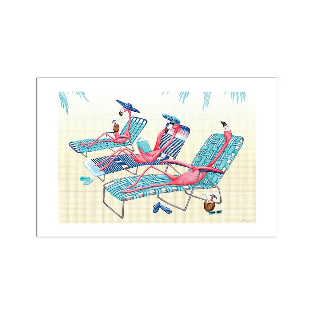 Flamingos Beach Fine Art Paper Print by Amélie Legault - Multi