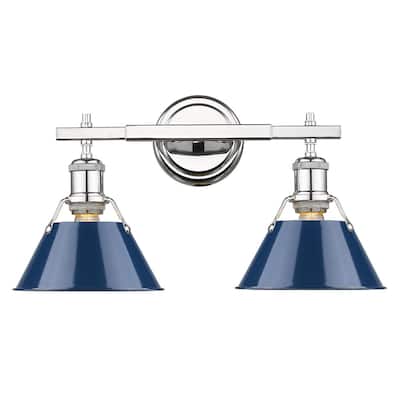Orwell Chrome and Navy Blue 2-light Bath Vanity