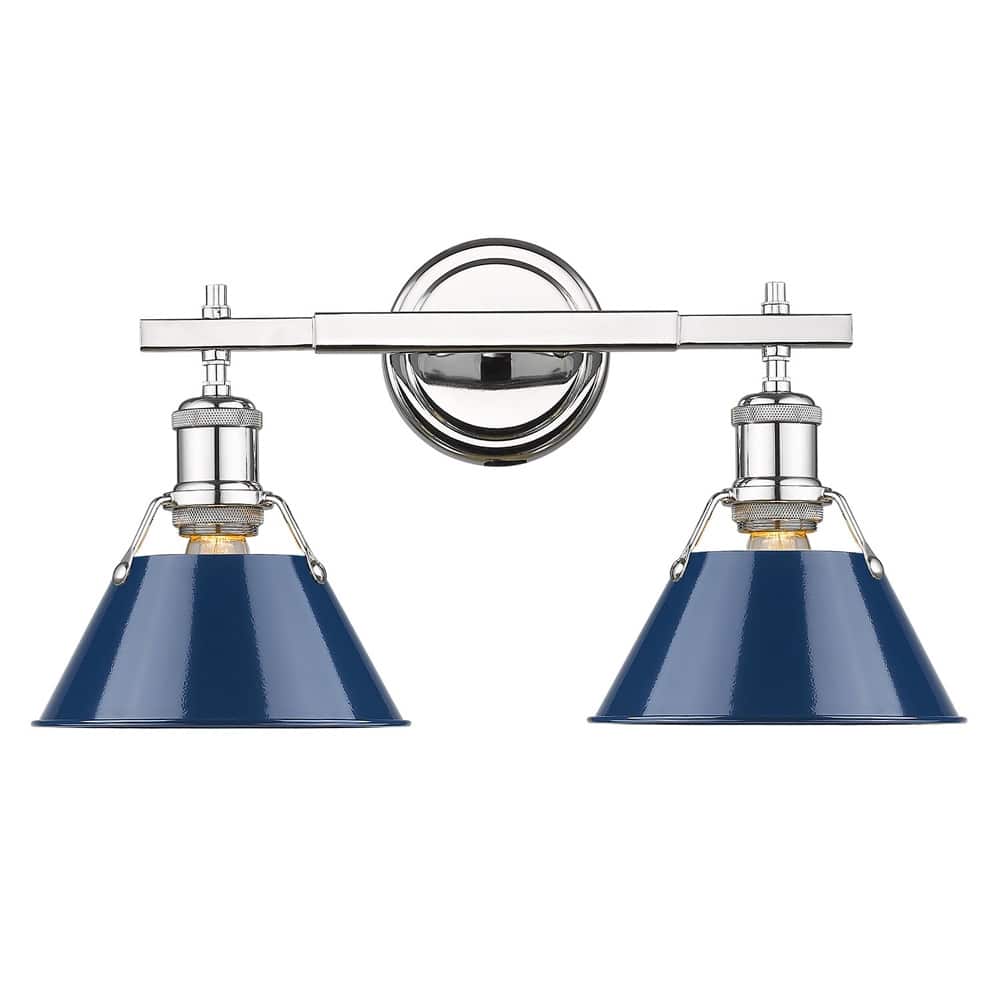 Orwell Chrome and Navy Blue 2-light Bath Vanity
