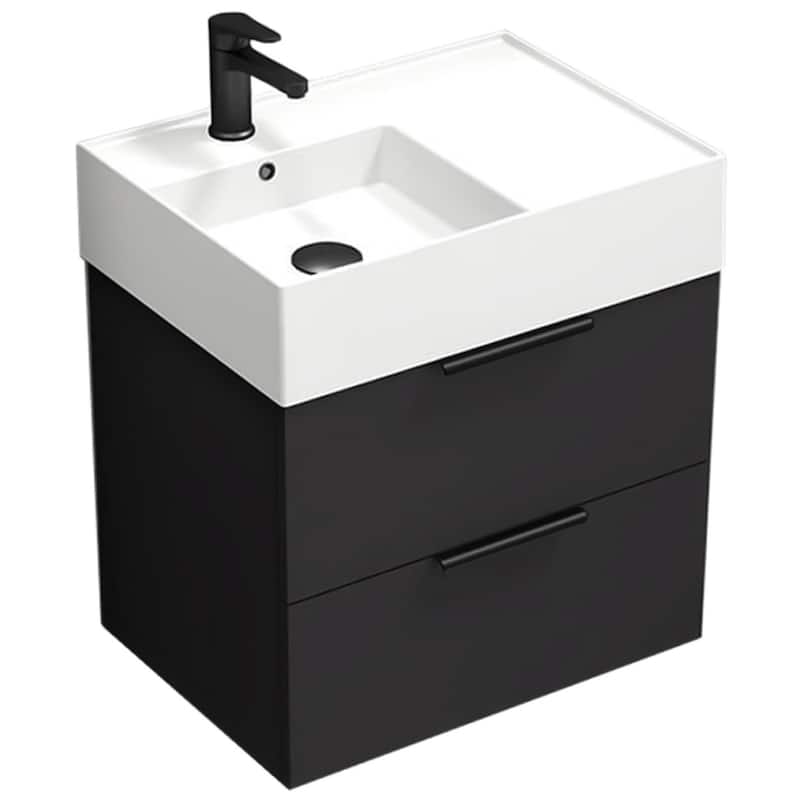 Nameeks Derin-2417-W Derin 24" Wall Mounted Single Basin Vanity Set - Matte Black - Anthracite Finish