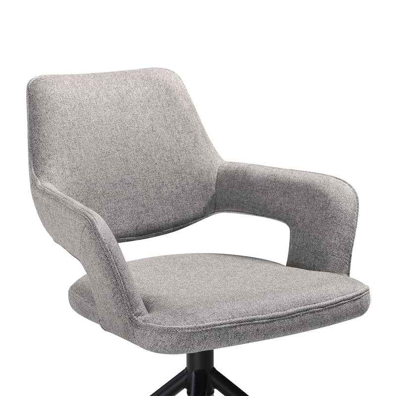 Penny Brown or Grey Fabric Swivel Dining Chairs with Black Metal Legs - Set of 2