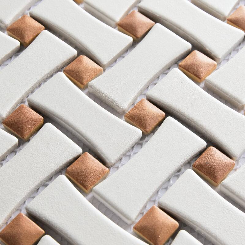 Merola Tile Sentier des Cotto Dot with White Dog Bone Bsktwv 10" x 10" Porcelain Floor and Wall Tile