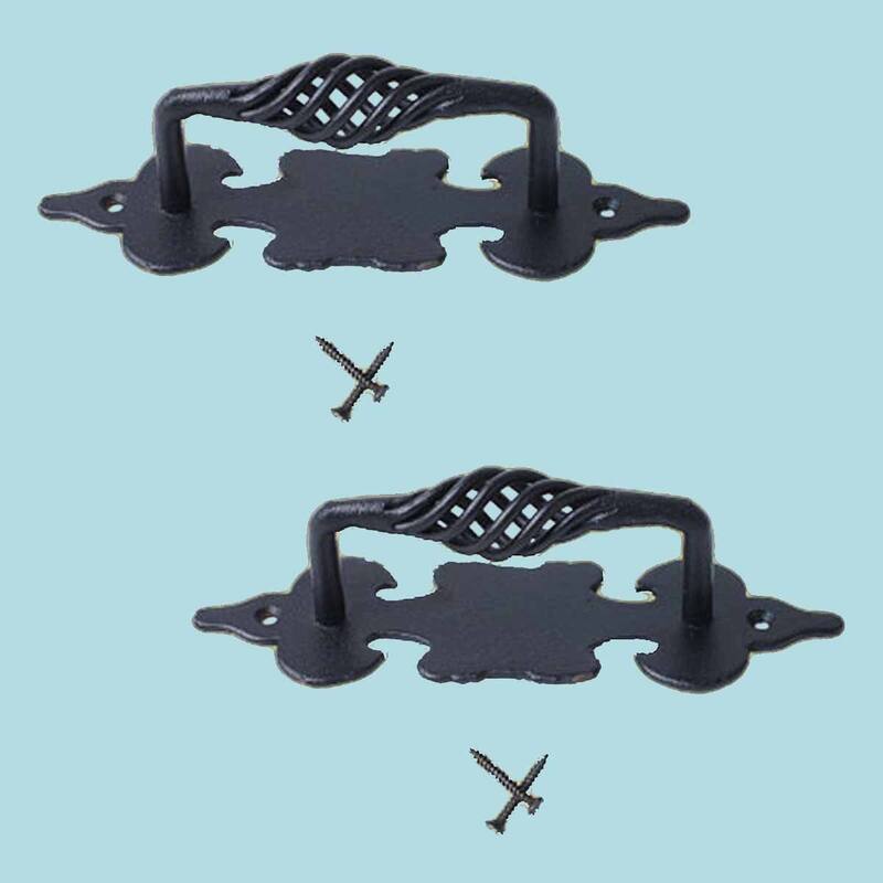 Cabinet Pull Birdcage Black Wrought Iron 6 Pack of 2 Renovators Supply