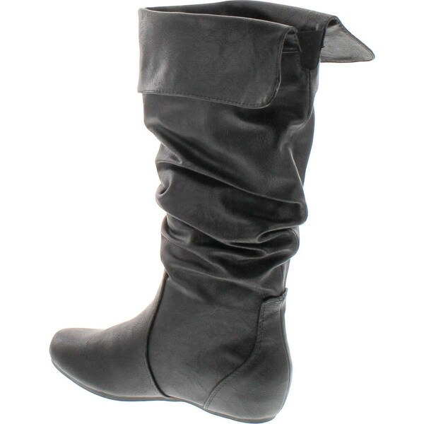 black knee high boots flat heel