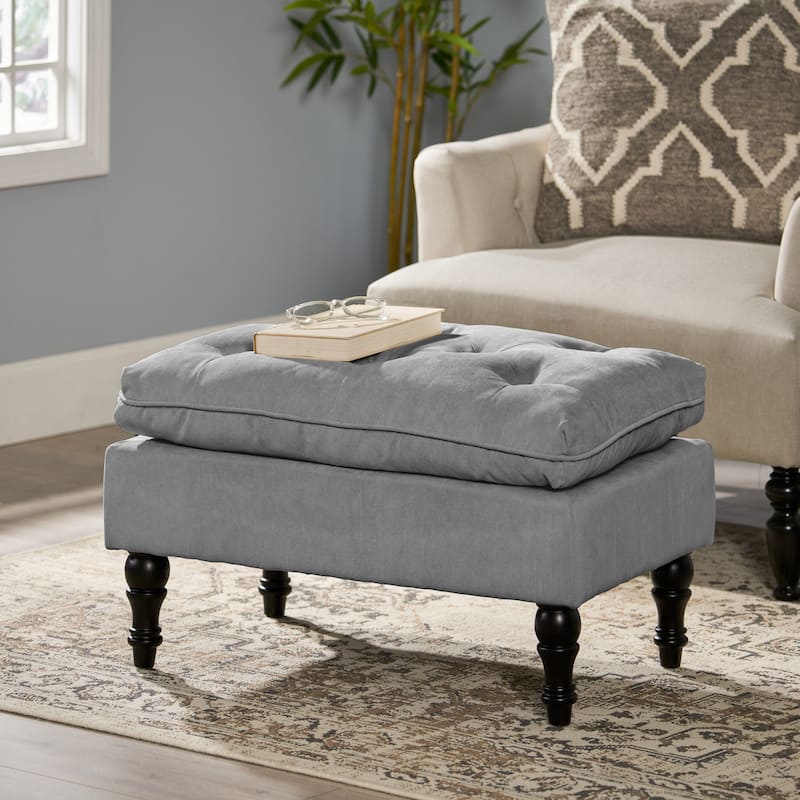 Jeremy Modern Tufted Fabric Pillow Top Ottoman by Christopher Knight Home - Brown+Grey