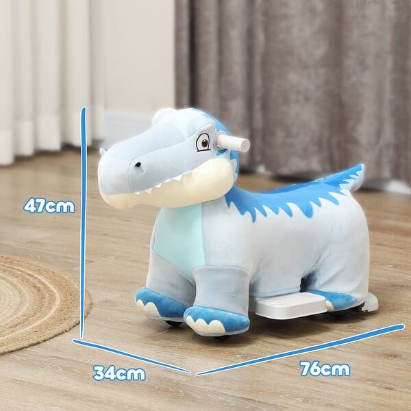 dimension image slide 1 of 2, Tyrannosaur-Shaped 6V Electric Ride-On Toy with Music, PU Wheels, and Safe Speed Control