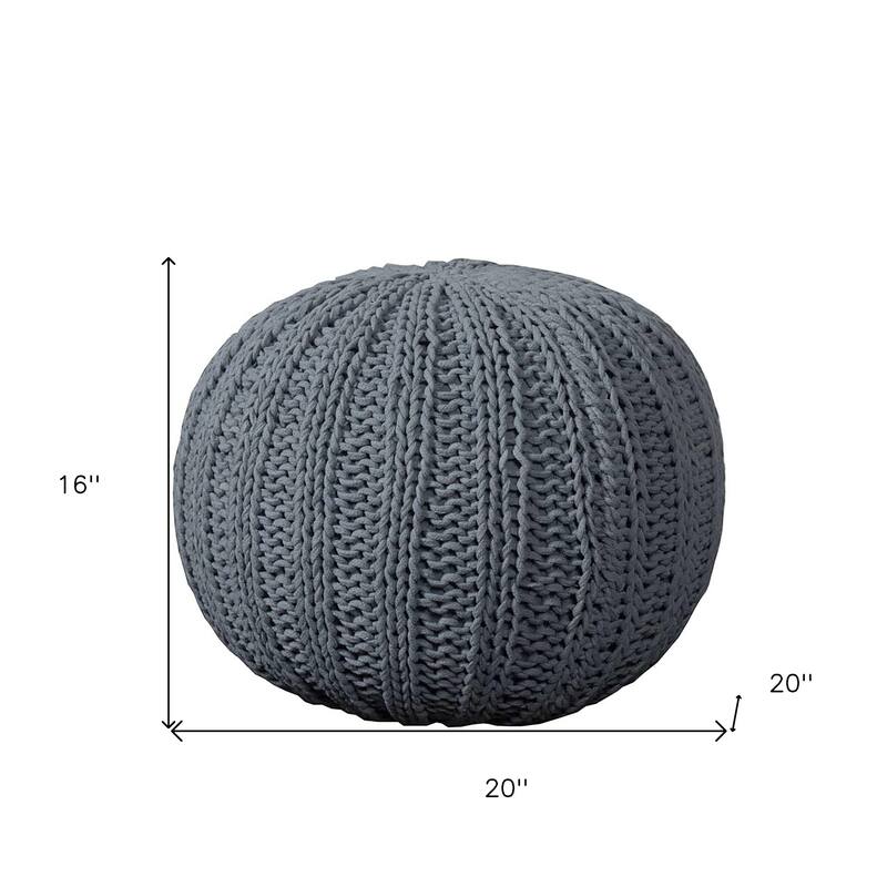 20" Round Cotton Pouf Ottoman for Living Room, Footrest and Extra Seating