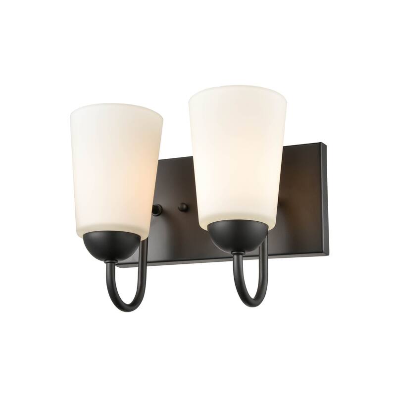 Millennium Lighting Ivey Lake 2 Light Bathroom Vanity Fixture in Multiple Finishes with Frosted Glass Shades - Matte Black