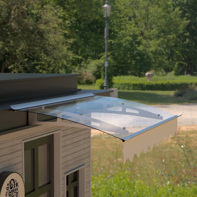 Solid Polycarbonate Door Window Awning with Aluminum Alloy Frame, 47\