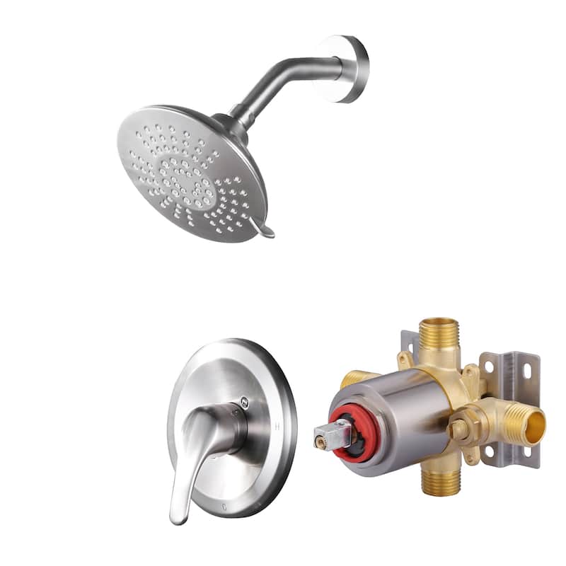 WOWOW Single Handle 5-Spray Shower Faucet with Pressure Balance - Brushed Nickel