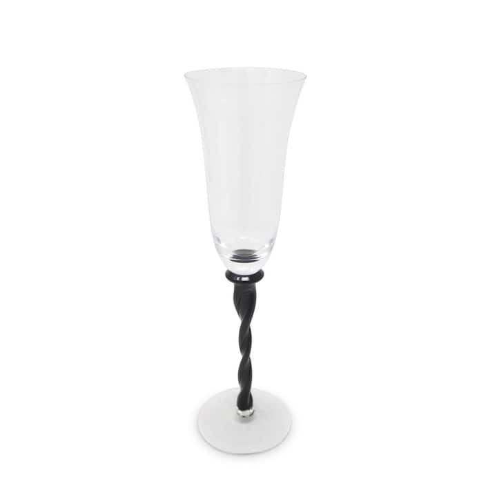 Set of 6 Glasses With Twisted Black Stem - Flute