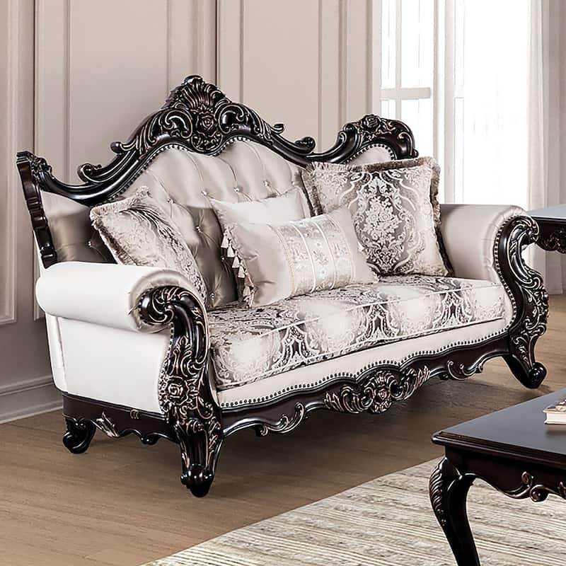 Furniture of America Wasing Traditional Formal Tufted Back Loveseat - Beige Fabric