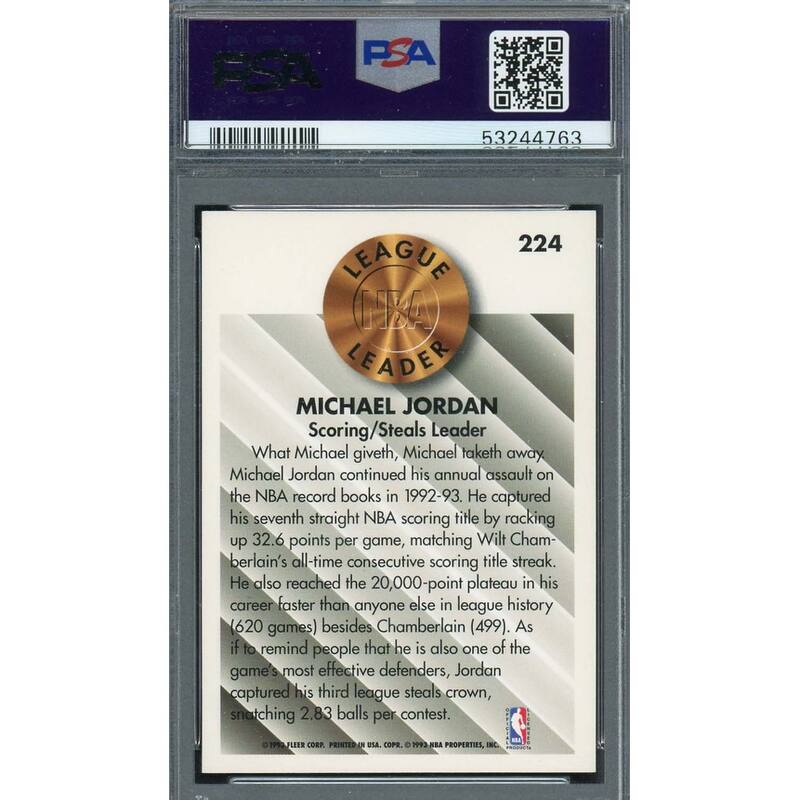 Michael Jordan 1993 Fleer Basketball Card #224 Graded PSA 9 MINT - 8'6" x 11'6"
