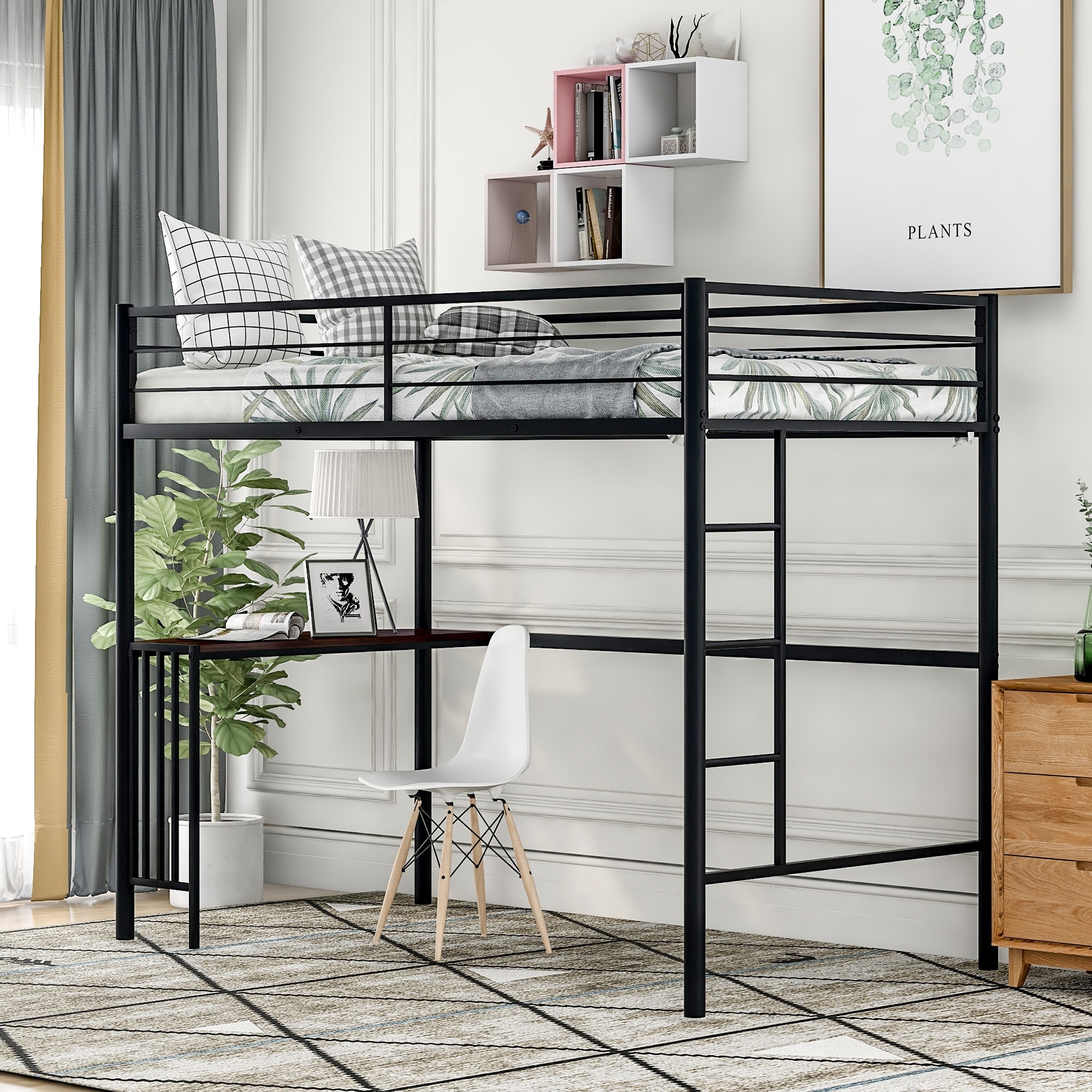 Metal loft bunk bed with desk store