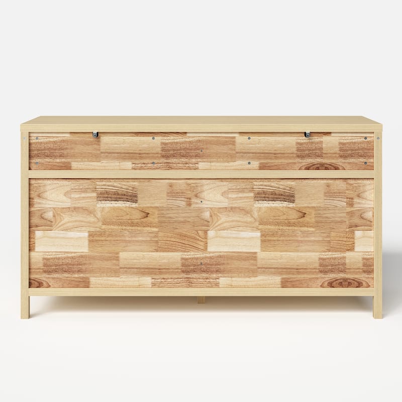 63” Solid Wood 6 Drawer Dresser – Semi-Assembled Modern Farmhouse Wide Chest with Soft-Close Undermount Slides