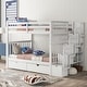 preview thumbnail 11 of 15, Full Over Full Kids Bunk Bed with Shelves, Drawers - Gray/White, Plywood MDF Pinewood