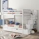 preview thumbnail 2 of 15, Full over Full Wood Bunk Bed with Shelves, 6 Storage Drawers, and Staircase