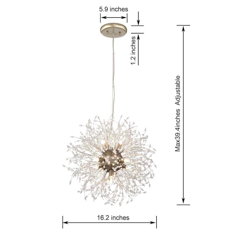 Liria 8-Light Brushed Silver-ish Champagne Beads Firework Chandelier