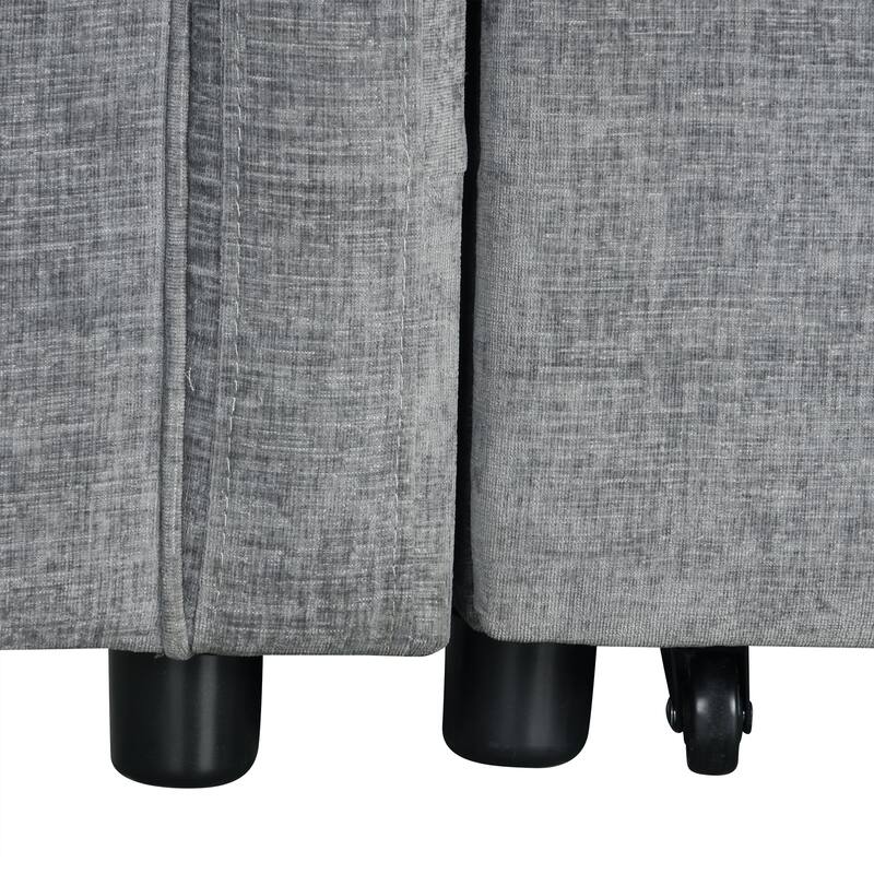 Convertible Soft Cushion Sofa Pull Bed for Two People, Gray, Polyester