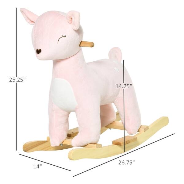 Deer Design Kids Rocking Horse with Realistic Sound Effects, Plush Body, and Pedals for Balance and Comfort