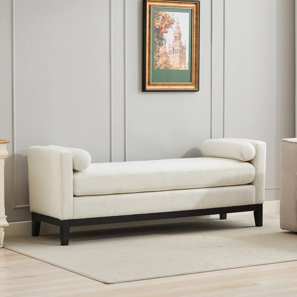 Homy Casa Upholstered Bench with Pillows, Wooden, Entry Living